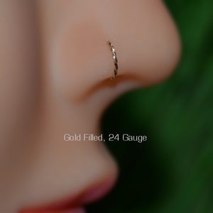 Nose Ring 24g - 7mm Gold Nose Hoop - Tragus Ring - Forward Helix Earring - Cartilage Earring - Rook Jewelry - Daith Jewelry - Conch Earring