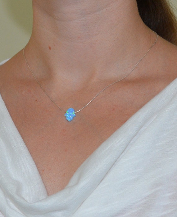 Blue Opal Hamsa Necklace