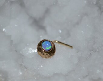 Gold Nasenring Ohrstecker 16 Gauge - Nasenstecker - Tragus Ohrstecker - Knorpelohrstecker - Helix Piercing - Conch Ohrring - 3mm blauer Opal Nasenring