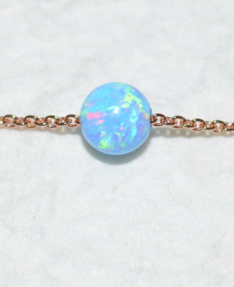 Blue Opal Necklace Tiny Opal Necklace simple dainty Etsy