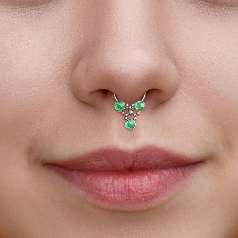 Septum Clicker with CZ Stones Septum Piercing Surgical Steel Septum Nose Ring Daith Jewelry 16g Daith Earring Hoop