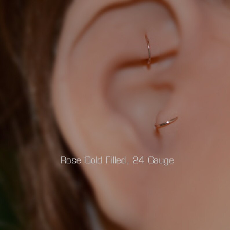 Gold Tragus Earring Rook Earring Nose Ring Stud Nose Ring Cartilage Earring 7mm Daith Piercing Helix Jewelry Septum Piercing image 5