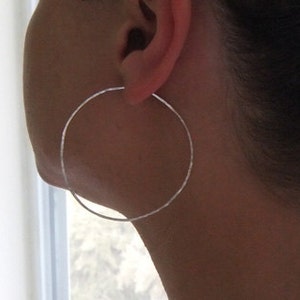 Hoop Earrings - Silver Earrings - Hammered Circle Earrings - Large Hoop Earrings Silver