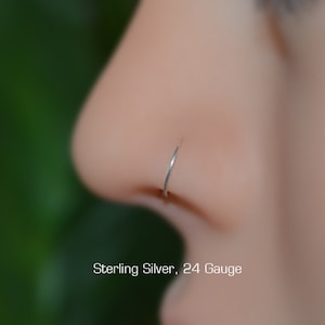 Silver Nose Ring Hoop - Nose Stud - Tragus Earring - Cartilage Hoop Earring - Daith Earring - 24g Rook - Septum Jewelry - Conch Piercing