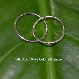 Solid Gold Tragus Earring - Nose Ring Stud - Cartilage Hoop Earring - Helix Piercing - Daith Earring - 22g Rook Hoop - Septum Ring 22 gauge
