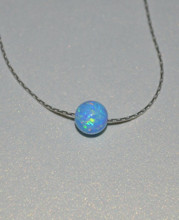 Opal Jewelry opal ball/bead necklace blue opal necklace Etsy