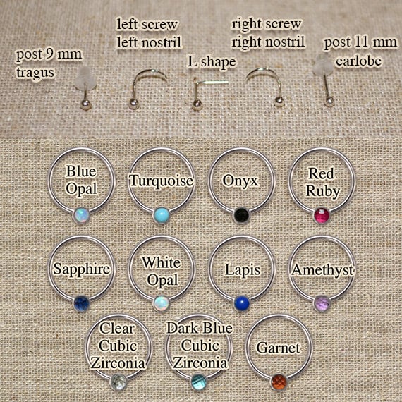 ANELLO Al Naso Da 18 G. Anello Per Cartilagine. Elica. Orecchino A Cerchio Per Sopracciglia. Setto Calibro 18. Singolo. Orecchino A Dormiente. Riempito D'oro. Niobio. Argentium 8/10/12 Mm - Italia - Foto 5