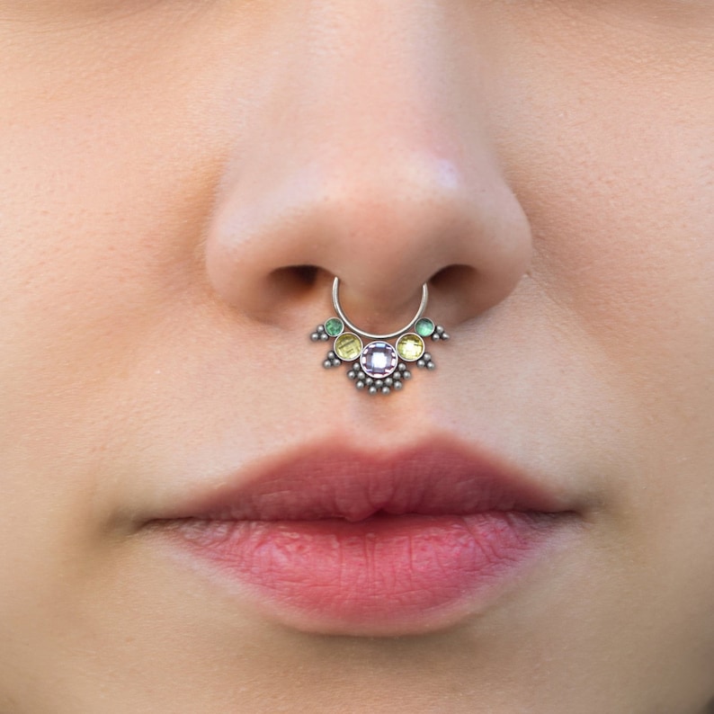 Daith Earring CZ Daith Piercing Septum Clicker Hoop Surgical Steel Septum Earring Septum Clicker Septum Jewelry 16g