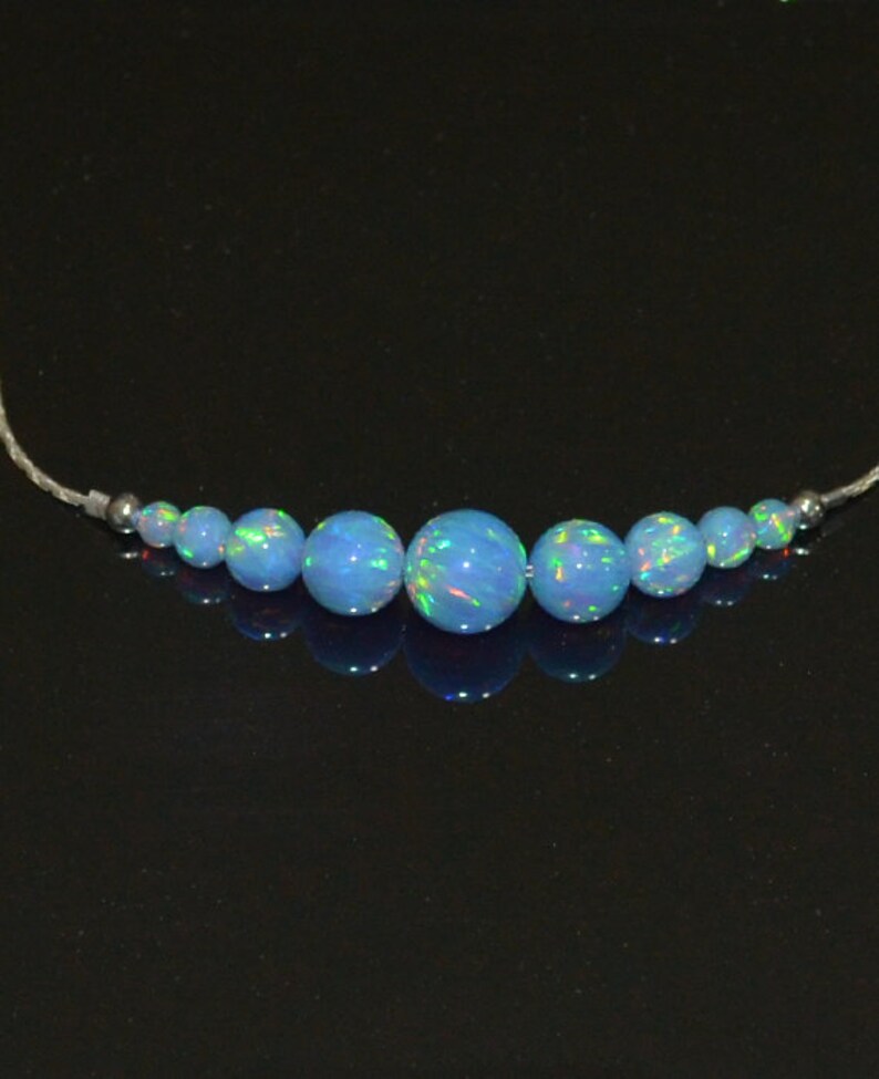 Blue Opal Necklace Opal Jewelry Opal Ball/bead Necklace Etsy