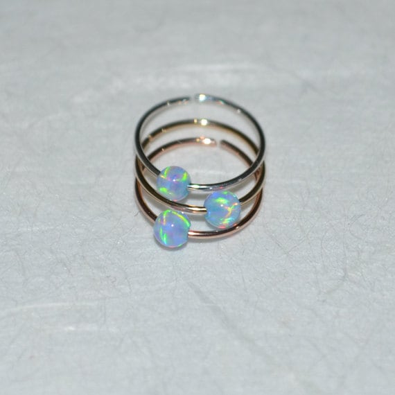 Tragus Earring - Gold Nose Hoop - Helix Earring - Rook Earring - 2.5mm Opal Tragus Jewelry 24g - Cartilage Piercing - Nose Ring