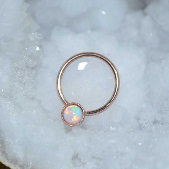 3mm White Opal Nipple Ring Gold Septum Ring Nipple | Etsy