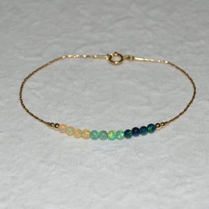 Opal Bracelet, Tiny Opal Dot Bracelet, simple dainty coin/circle gold bracelet, minimalist horizontal bar bracelet, opal jewelry