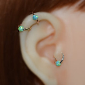 4mm Opal Tragus Earring - Gold Nose Hoop - Nose Ring - Cartilage Earring - Tragus Ring 16g - Daith Ring - Helix Hoop - Nose Piercing