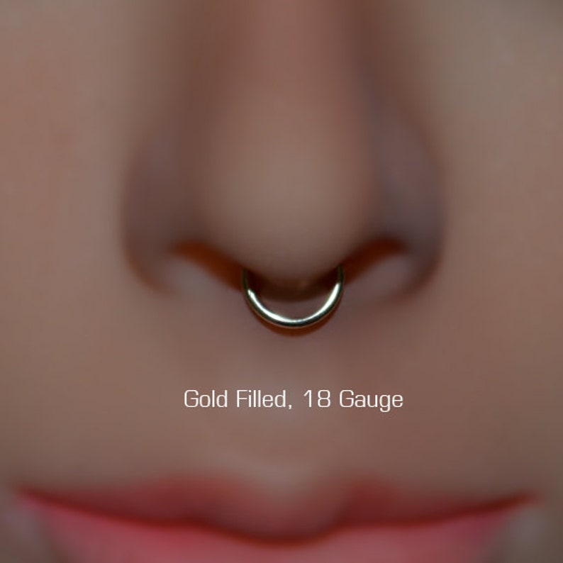 Gold Septum Ring Septum Piercing 18 gauge Nose Ring Hoop Etsy