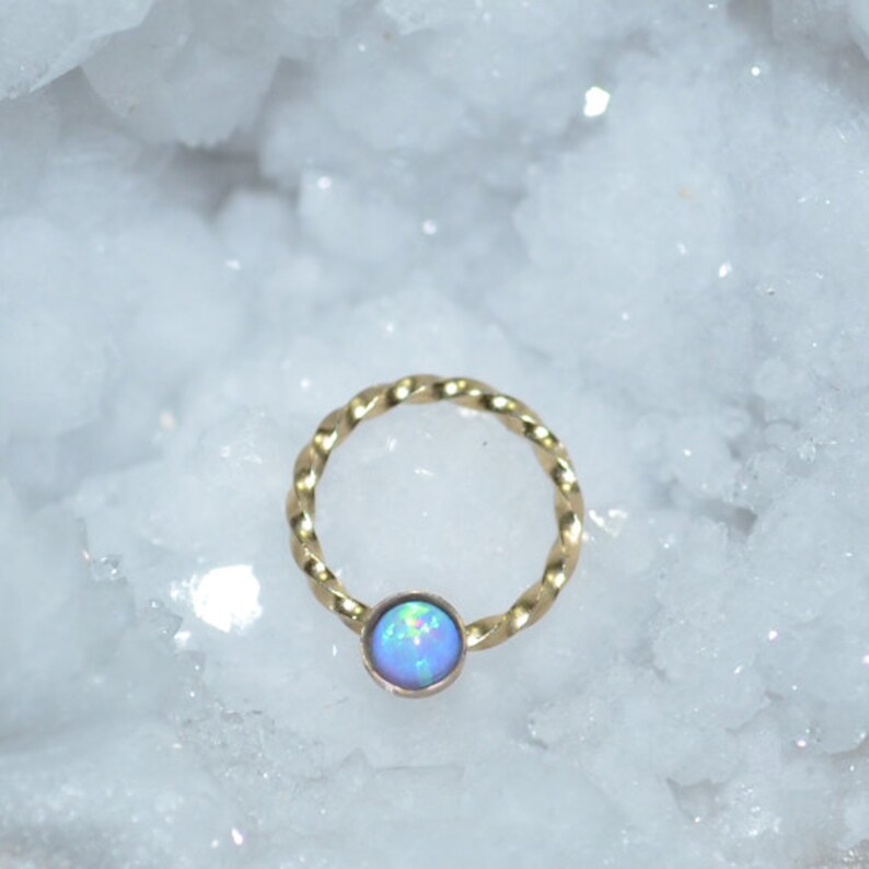 Septum Ring 16g Gold Nose Piercing 3mm Opal Septum | Etsy