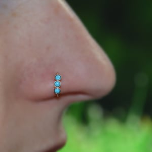 2mm Turquoise Nose Ring - Gold Nose Hoop - Tragus Earring - Cartilage Hoop - Forward Helix Earring - Septum Ring - Nose Piercing 20 gauge