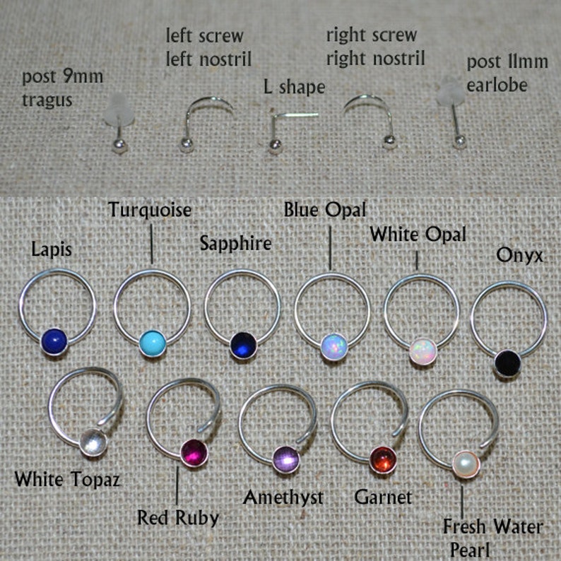 3mm Amethyst Nose Stud Silver Nose Ring 20 gauge Tragus Earring Cartilage Earring Forward Helix Earring Nose Screw Nose Piercing image 5