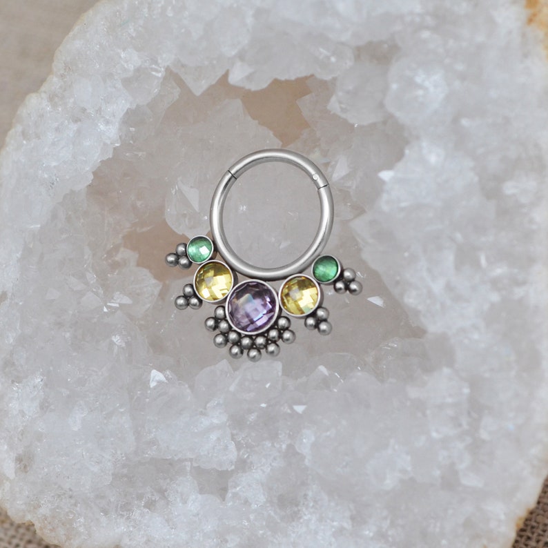 Daith Earring CZ Daith Piercing Septum Clicker Hoop Surgical Steel Septum Earring Septum Clicker Septum Jewelry 16g