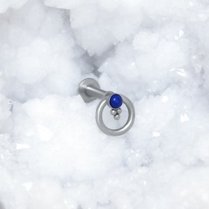 Cartilage Earring Stud - Surgical Steel Tragus Labret Flat Back - Helix Stud with Lapis Lazuli Stones - Conch Jewelry - Labret Jewelry 16g