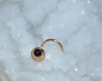 2mm Onyx Nose Stud 18g - Gold Nose Ring - Tragus Earring Stud - Helix Stud - Cartilage Stud - Tragus Stud - Nose Screw 18g