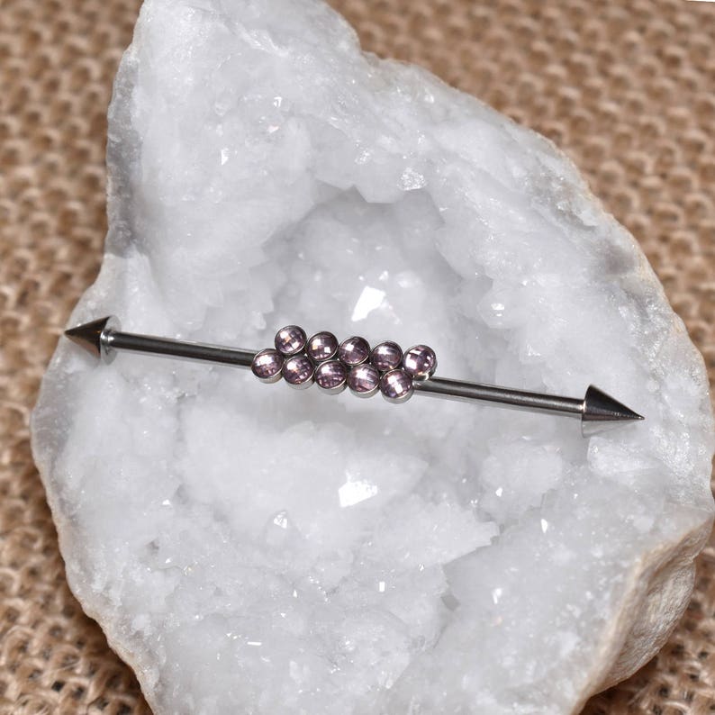 Industrial Piercing Jewelry Straight Barbell Jewelry Scaffold Barbell Ring 14g Titanium Industrial Barbell CZ