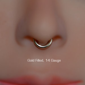 Septum Ring 14g - Gold Nose Piercing - Septum Piercing - Tragus Ring - Helix Hoop - Cartilage Earring - Nose Ring - Septum Jewelry 14g
