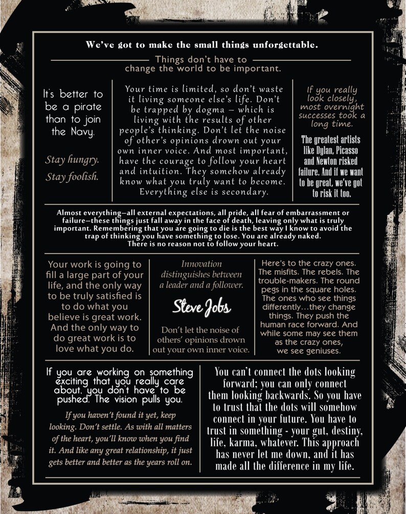 Steve Jobs Quote Collection Poster - Etsy