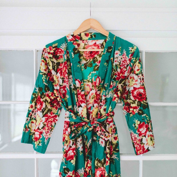 Floral bridesmaid, mix and match, toddler floral robe, cotton floral robes, embroidered robes, bridesmaid robe, maid of honor robe