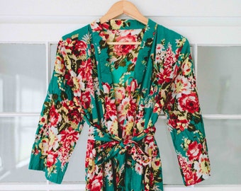 Floral bridesmaid, mix and match, toddler floral robe, cotton floral robes, embroidered robes, bridesmaid robe, maid of honor robe