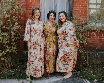 Bridesmaid robes. Long robe. Bridesmaid Gift. Kimono. Bridal party robes. Cotton robe. Personalized robes. Maternity robe. Wedding robes.