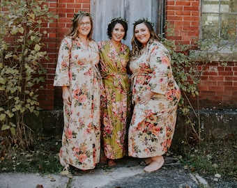 Bridesmaid robes. Long robe. Bridesmaid Gift. Kimono. Bridal party robes. Cotton robe. Personalized robes. Maternity robe. Wedding robes.