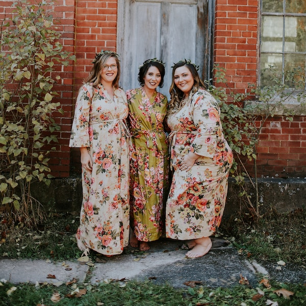 Bridesmaid robes. Long robe. Bridesmaid Gift. Kimono. Bridal party robes. Cotton robe. Personalized robes. Maternity robe. Wedding robes.