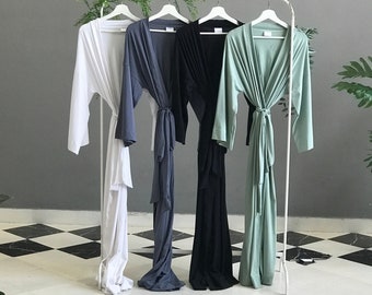 Butter soft stretchy personalized Bridesmaid robes gifts for tall women/girls, mother of the groom/bride in dusty blue sage black white