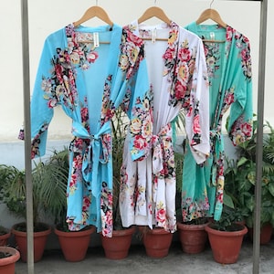 Bridesmaid robes. Long robe. Bridesmaid Gift. Kimono. Bridal party robes. Cotton robe. Personalized robes. Maternity robe. Wedding robes.