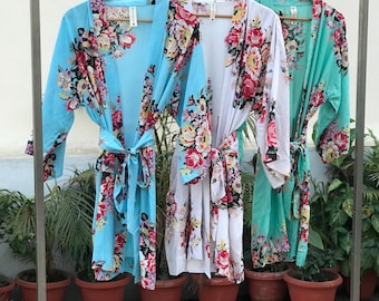 Brautjungfer Roben. Langes Gewand. Brautjungfer Geschenk. Kimono. Brautparty Roben. Gewand aus Baumwolle. Personalisierte Roben. Umstandsmantel. Hochzeitsroben.