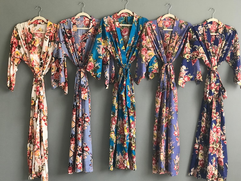 Bridesmaid robes. Long robe. Bridesmaid Gift. Kimono. Bridal party robes. Cotton robe. Personalized robes. Maternity robe. Wedding robes. image 6