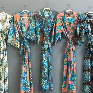 Bridesmaid robes. Long robe. Bridesmaid Gift. Kimono. Bridal party robes. Cotton robe. Personalized robes. Maternity robe. Wedding robes. image 8