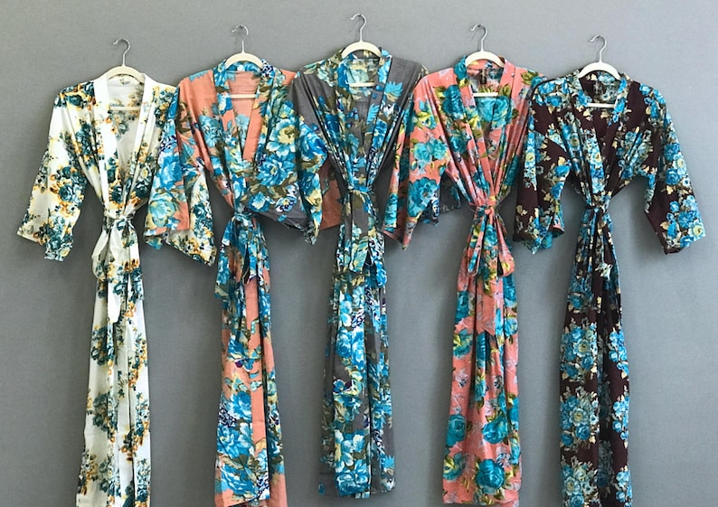 Bridesmaid robes. Long robe. Bridesmaid Gift. Kimono. Bridal party robes. Cotton robe. Personalized robes. Maternity robe. Wedding robes. image 8