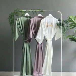Ankle length Silky personalized bridesmaid robes Bridal party wedding robes Mother of the Bride Plus size long gowns Bachelorette Christmas