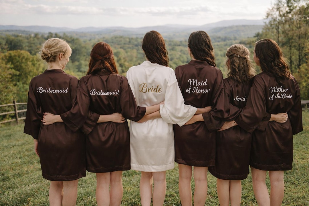 Personalized Brown Bridesmaid Robes, Monogrammed Bridal Party Getting ...