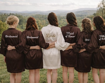 Personalized Brown Bridesmaid Robes, Monogrammed Bridal Party Getting Ready Outfit, Spring Season