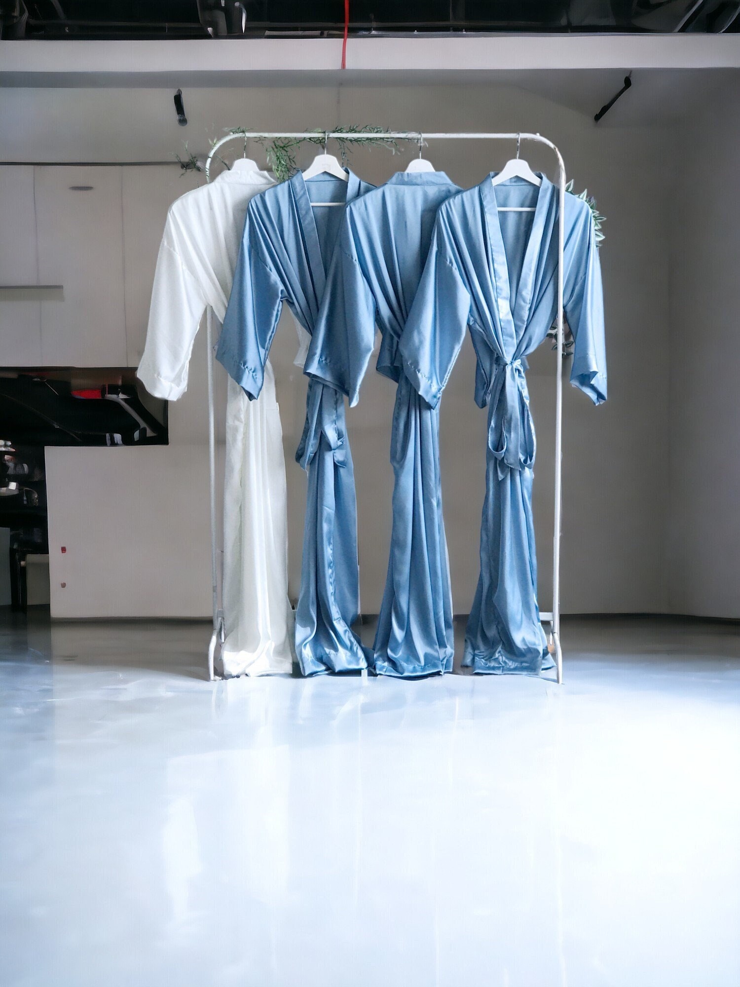 Softest silky Personalized Bridesmaid robes in dusty blue, navy, ice, silver, lavender for Mother of the Groom/Bride/Bridal party Long robes