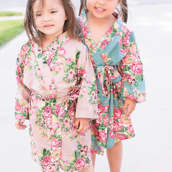 Kleinkind florale Robe, Junior Brautjungfern, Kid florale Roben, florale Brautjungfer, Set florale Roben, Kimono Roben, Brautjungfer Roben,