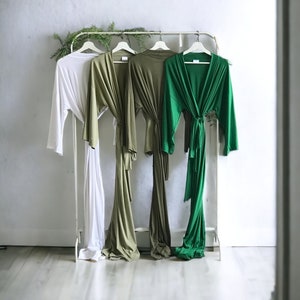 Butter soft Bridesmaid robes for tall women/girls in stretchy emerald olive sage green Personalized robes for mother of the Groom/Bride.