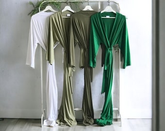 Butter soft Bridesmaid robes for tall women/girls in stretchy emerald olive sage green Personalized robes for mother of the Groom/Bride.