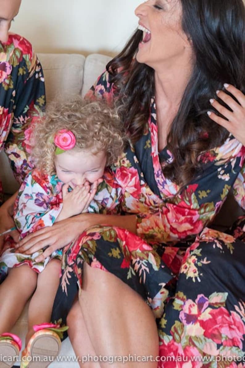 Toddler floral robe flower girl robes junior bridesmaids kid floral robes bridal floral robes Bridesmaid robes cotton floral robes