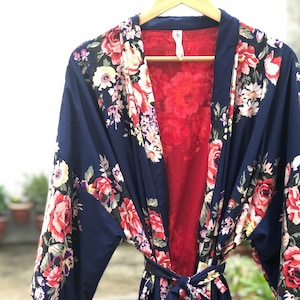 Bridesmaid robes. Long robe. Bridesmaid Gift. Kimono. Bridal party robes. Cotton robe. Personalized robes. Maternity robe. Wedding robes.