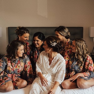 Bridesmaid robe, mix and match, kimono floral robe, cotton floral kimono, floral bridesmaid, floral robes, set of robes, toddler floral robe