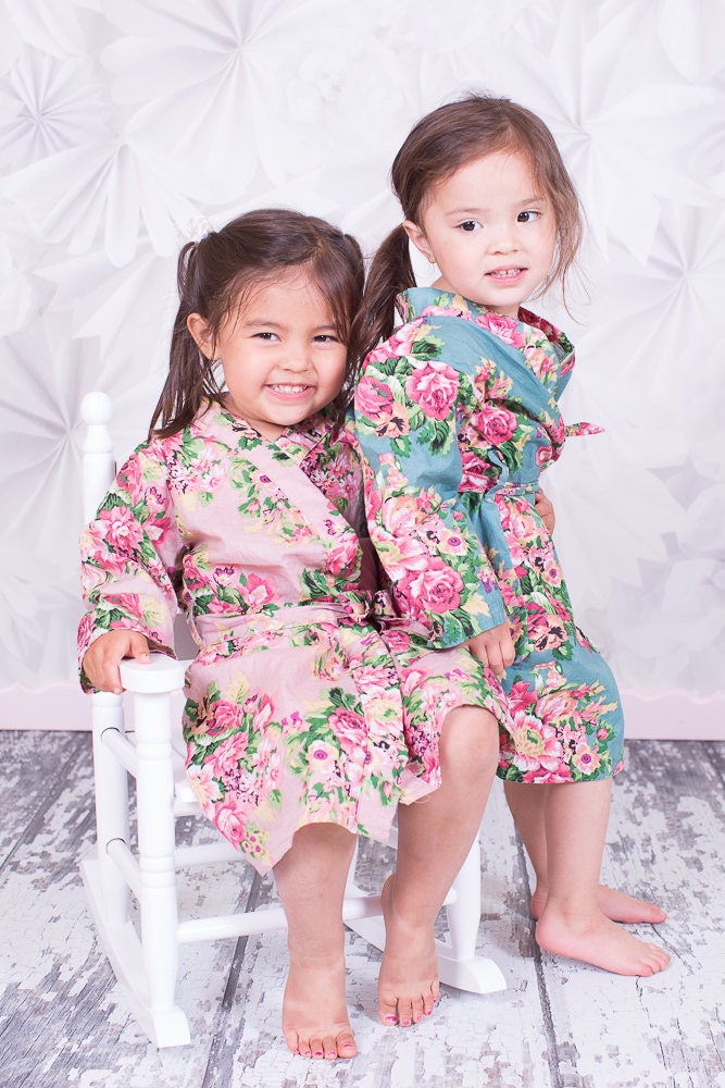 Flower Girl Junior Kids Bridesmaids Robes Kimono Crossover - Etsy UK