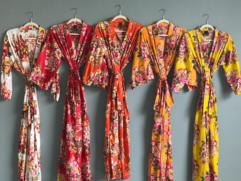 Bridesmaid robes. Long robe. Bridesmaid Gift. Kimono. Bridal party robes. Cotton robe. Personalized robes. Maternity robe. Wedding robes. image 4
